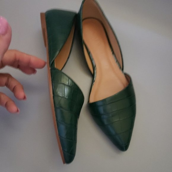 LKNW flawless j crew leather zoe crocodile-embossed d’Orsay flats 7 M - Picture 3 of 9